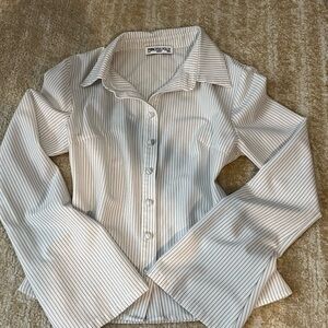Princess Polly White Striped Women's Top